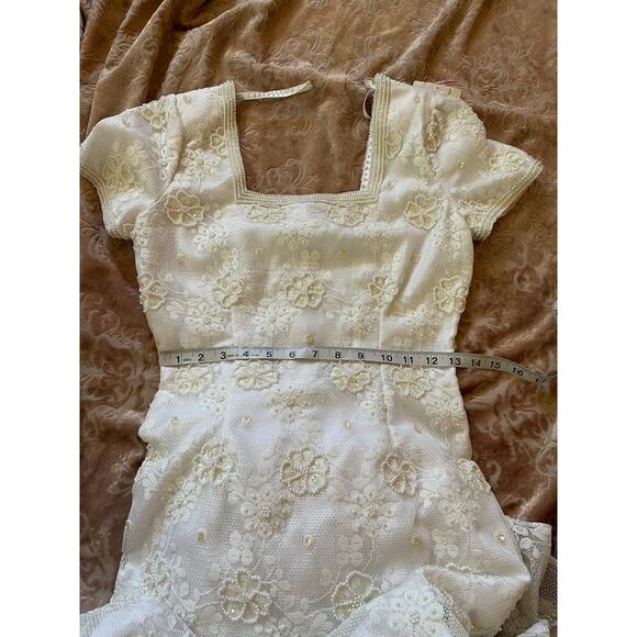 NWT vintage square neckline beaded maxi gown wedding prom xs - Picture 7 of 9